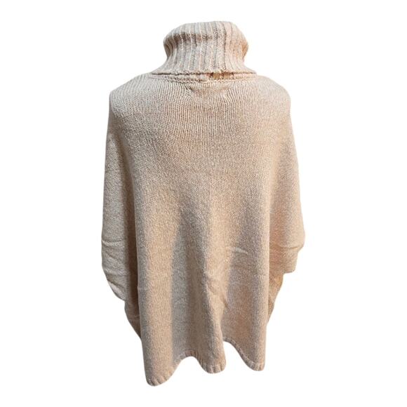 LOFT Cozy Beige Orange Varigated Turtleneck Sweater Cape Size Medium - Picture 2 of 9